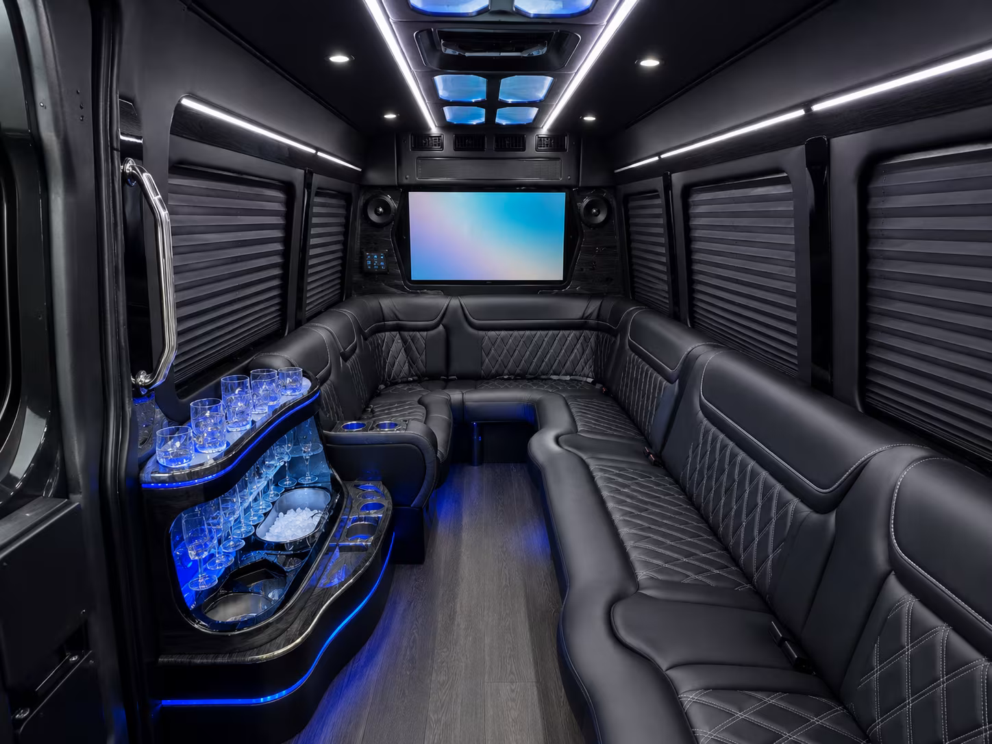 conroe 30 passenger party bus interior